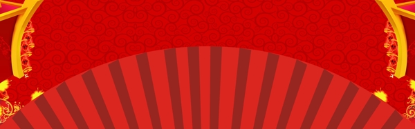 扇子新年中国风红anner背景