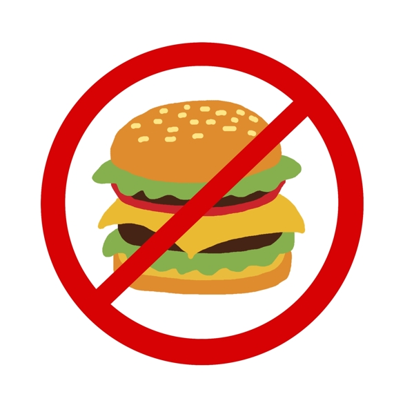 禁止吃汉堡减肥瘦身提醒标志