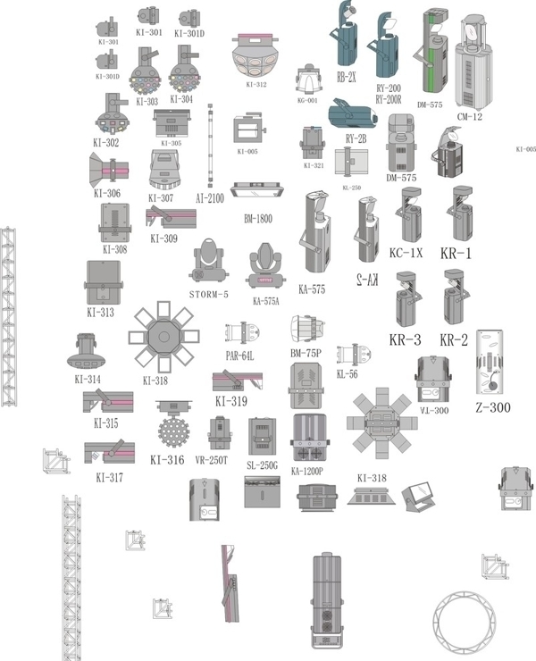 舞台灯灯具矢量图图片