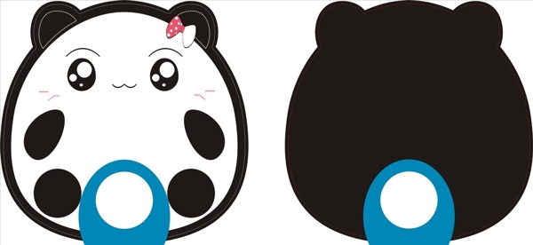 卡通熊猫扇子模板