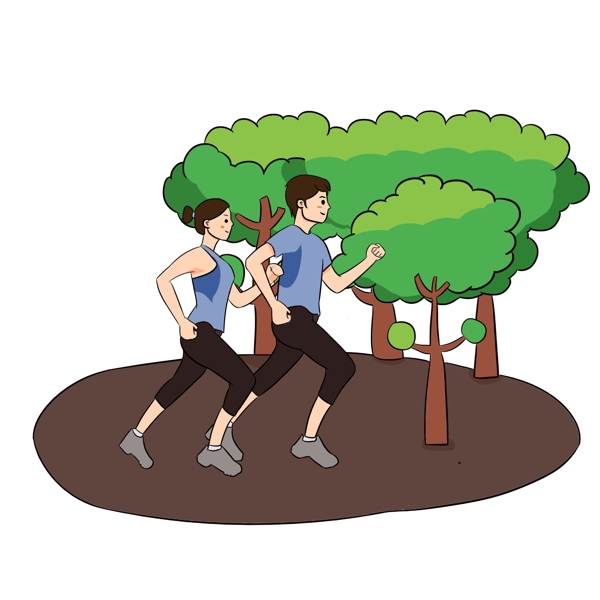 健身运动跑步手绘插画