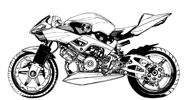 黑色和白色的摩托车矢量素材