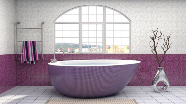 紫色炫彩浴室装潢设计