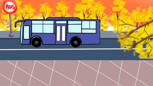 秋季主题公交站背景素材