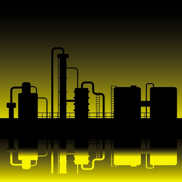 炼油厂的剪影图案背景