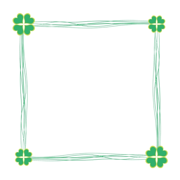 四叶草方形边框元素设计