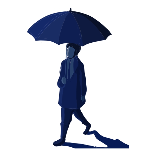 一个在雨中散步的男人免抠图
