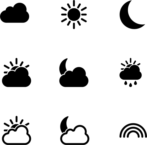 卡通天气类图标黑色简约图标矢量图源文件