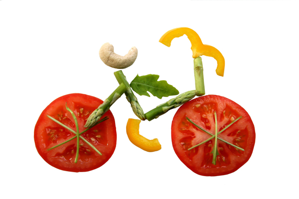 蔬菜拼成的自行车图片