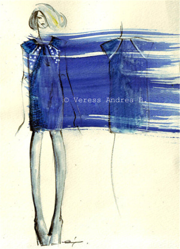 蓝色紧身裙设计图