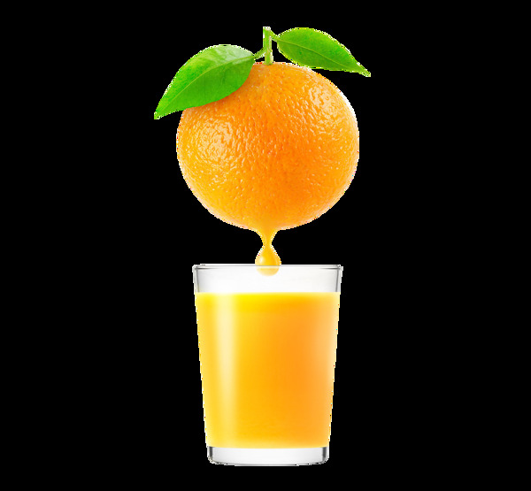 手绘水果橙汁元素