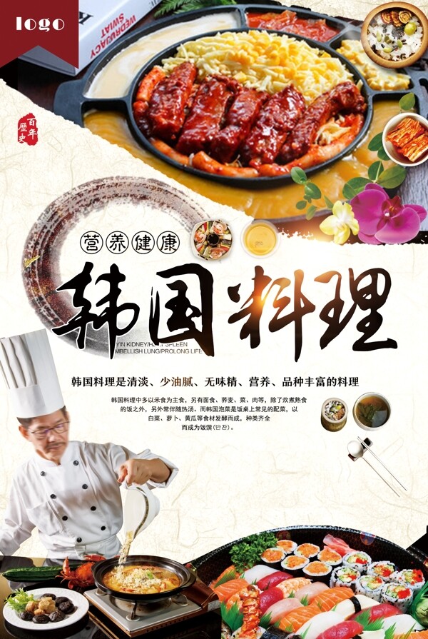 韩国料理美食特色促销海报.psd