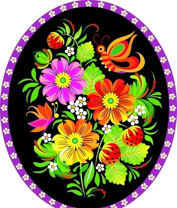 时尚手绘花纹花卉背景图片