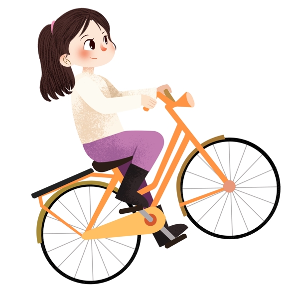 卡通可爱骑自行车的儿童