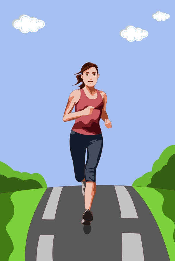 运动会女子长跑手绘海报背景