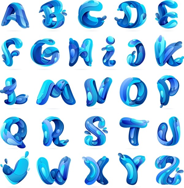 创意26个蓝色字母矢量素材图片