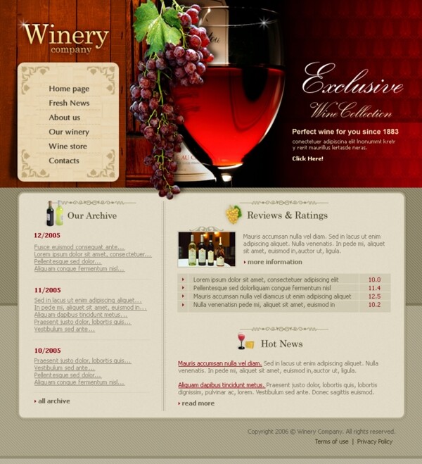 清醇的葡萄酒网站界面欧美网页模板2news图片