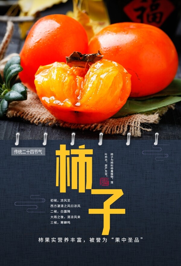 柿子美食活动宣传海报素材