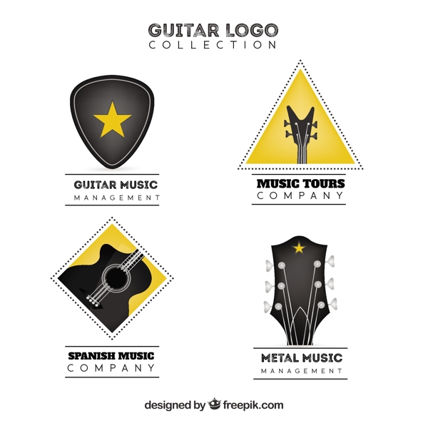 写实风格吉他标志logo