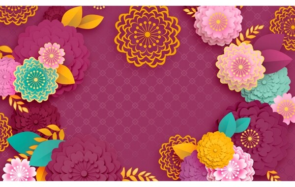 春节高贵花朵底纹背景设计