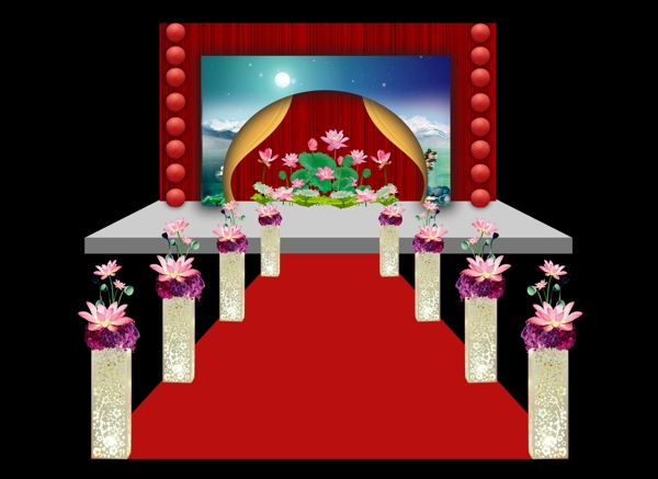 婚礼设计主舞台红色系