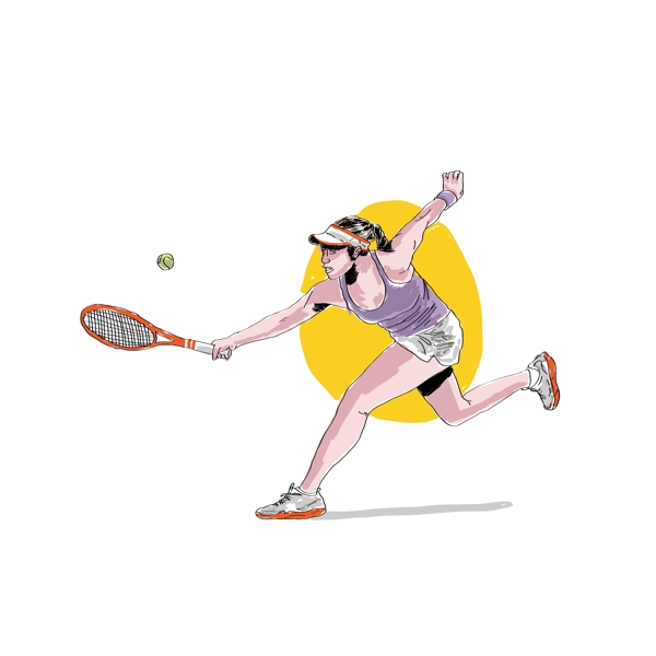 手绘水彩网球女运动员
