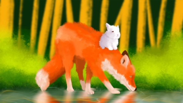 白露系列之狐狸先生和兔子小姐森林晨间散步