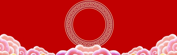 喜庆几何传统节日猪年banner背景