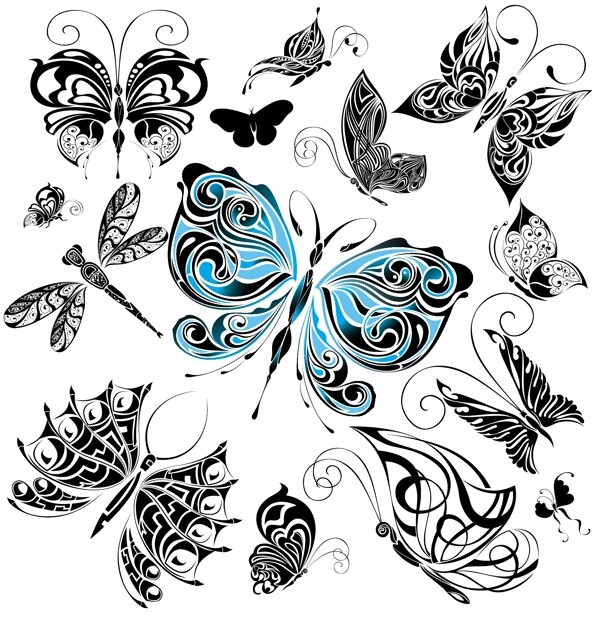 时尚花纹蝴蝶矢量素材图片