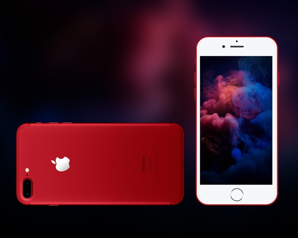 艳红色苹果iPhone7手机模型样机机样