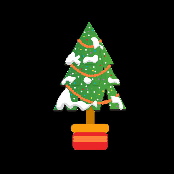 圣诞节雪树元素之卡通可爱圣诞树