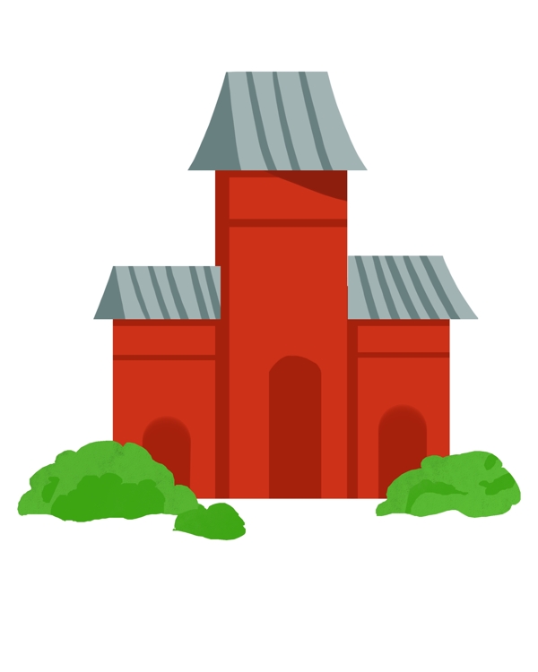红色立体建筑寺庙