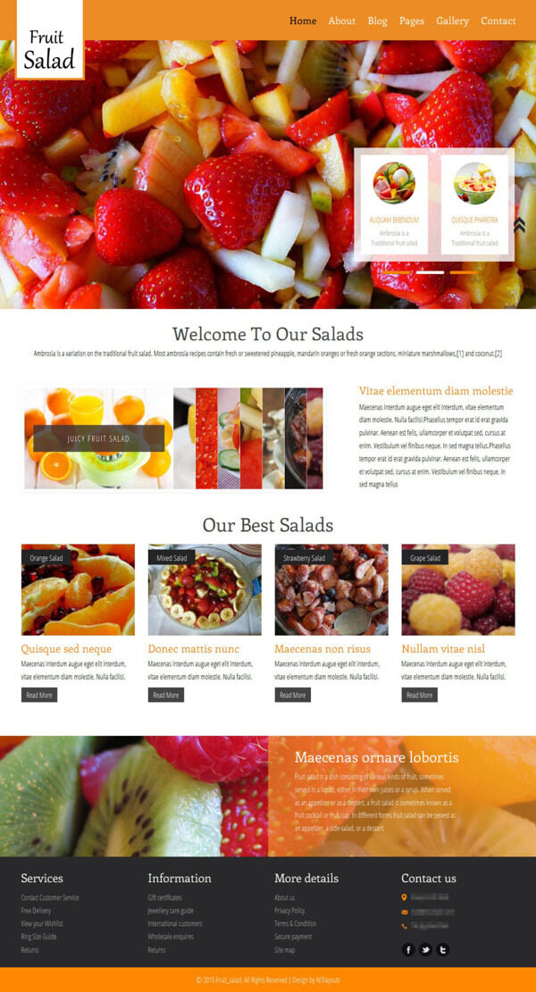 水果沙拉餐厅介绍响应式网站模板