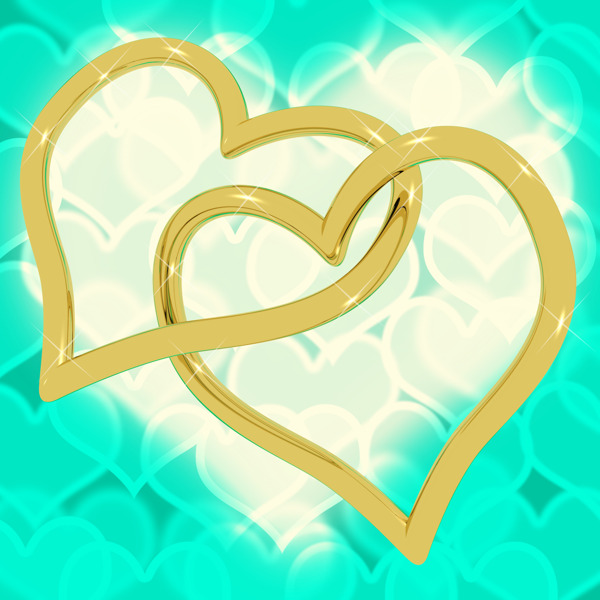 金心形绿松石bokeh代表爱和浪漫的戒指