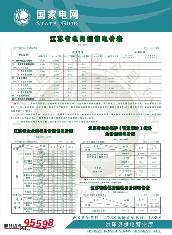 江苏省电网销售电价表图片