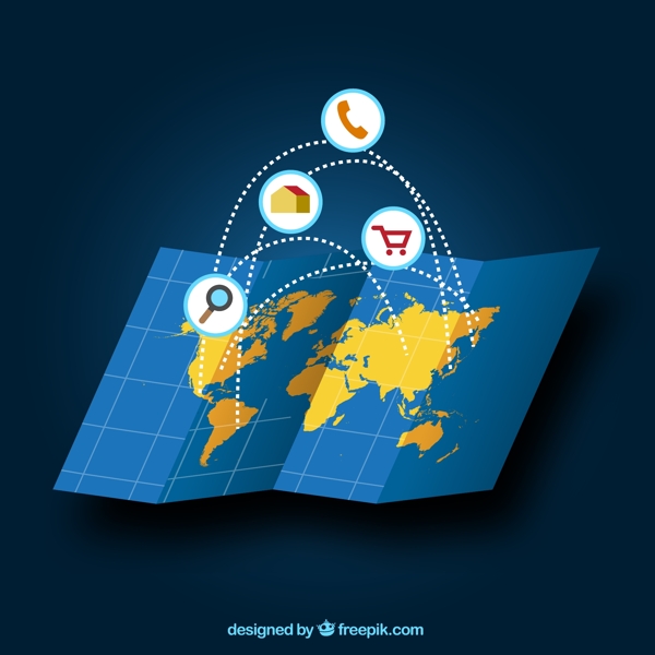 创意折页地图矢量素材