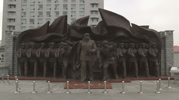 中国的朝鲜战争英雄纪念碑股票视频