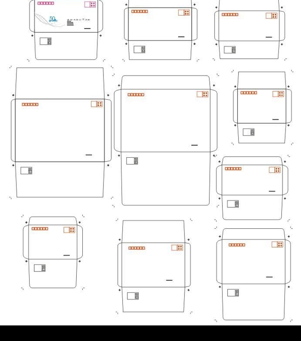 十种规格的矢量信封模板图片