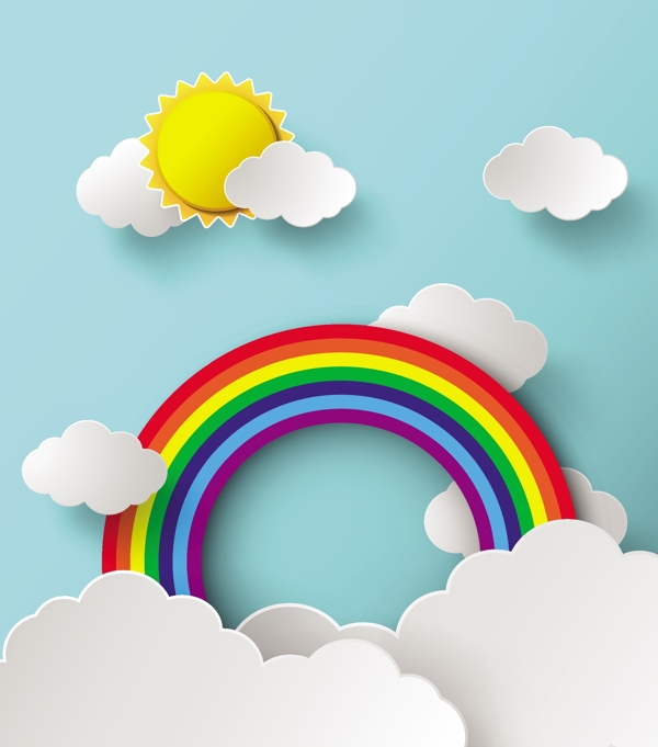 云朵与彩虹剪贴画矢量素材