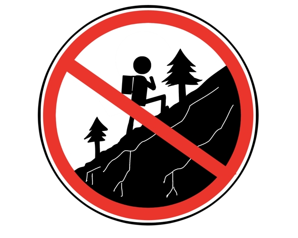 禁止登山标识牌插画