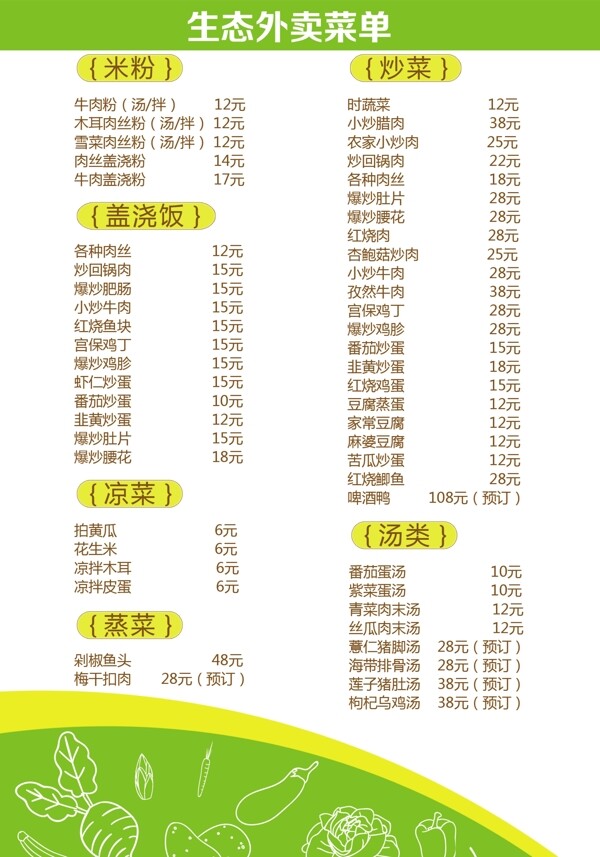 外卖宣传单点餐单