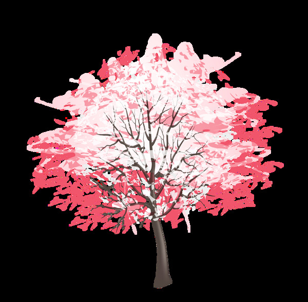 手绘卡通粉色树木装饰素材