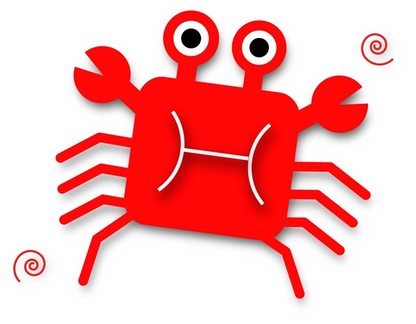 红色卡通食物大闸蟹元素设计