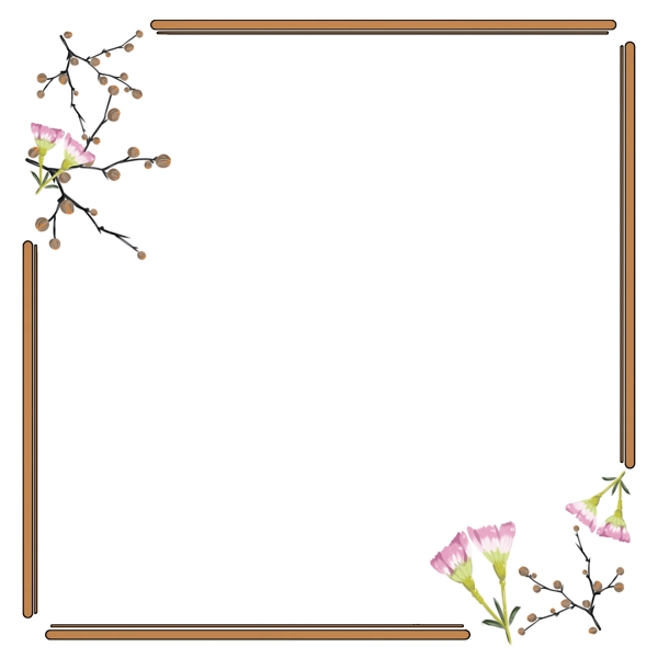 边框清新花朵方形卡通装饰