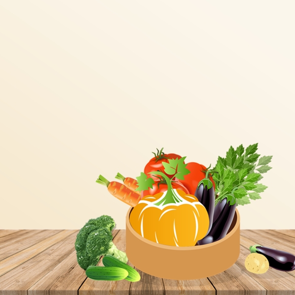 手绘水彩厨房蔬菜海报背景素材