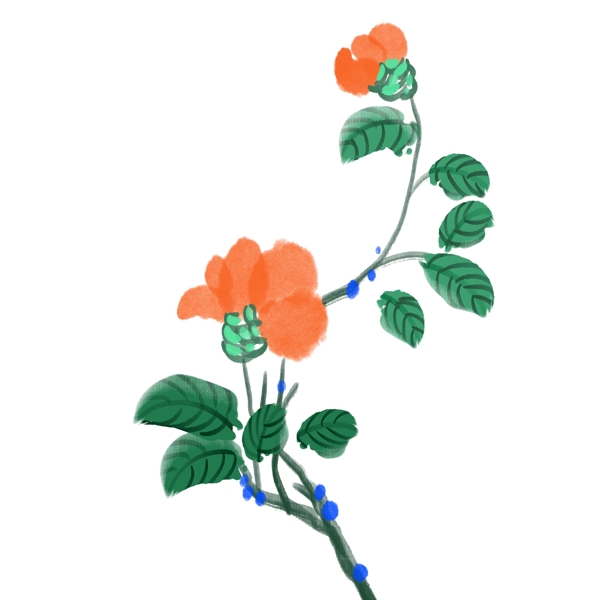 橙色山茶花装饰
