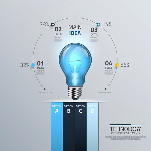 蓝色电灯泡图表图片
