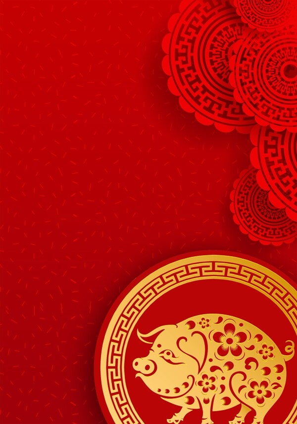 中国风剪纸底纹新年背景