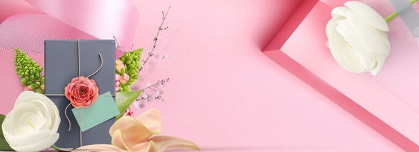 粉色清新母亲节唯美花卉背景