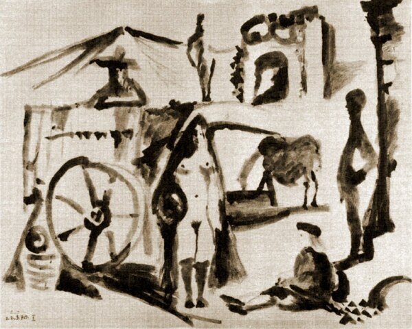 1970Sc濡宔villageoise西班牙画家巴勃罗毕加索抽象油画人物人体油画装饰画